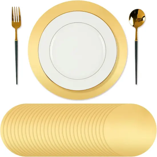 Round Paper Placemats Decorative Disposable Place Mats Table Mats for Dining Wedding Table Decoration Home Banquet New Years Festive Party Birthday Holiday (Gold, 100) {1}