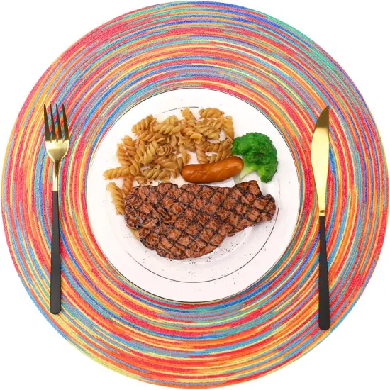 Round Placemats 15 inch Washable Cotton Placemats Set of 6 Round Braided Placemats Round Table Mats Woven Table Round Placemats {5}