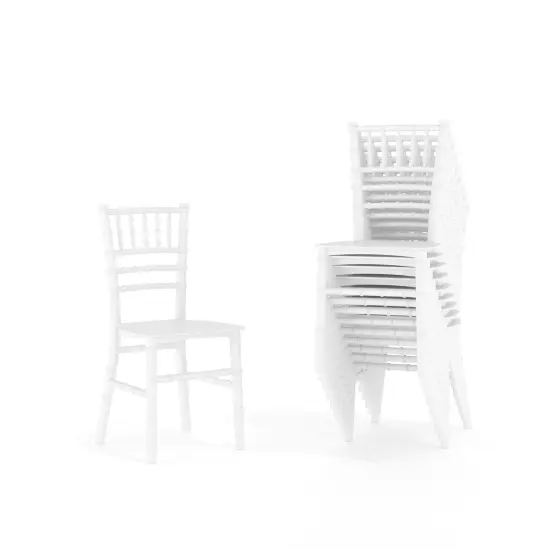 Emma and Oliver 10 Pack Child&rsquo;s All Occasion Resin Chiavari Chair for Home or Home Based Rental Business White {2}