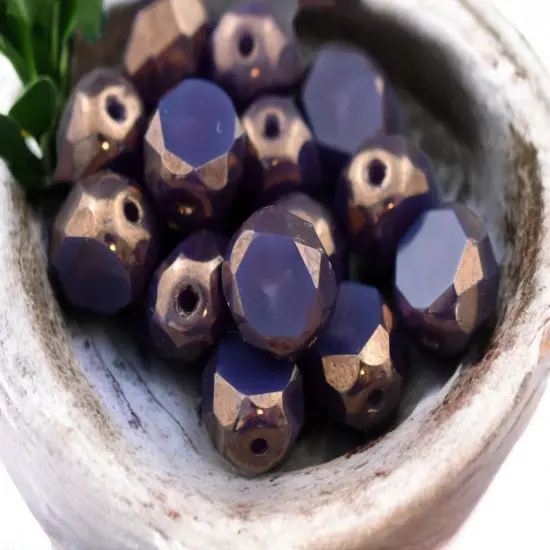 *15* 8mm Bronze Washed Plum Opal 2 Cut Fire Polished Faceted Round Beads {6}