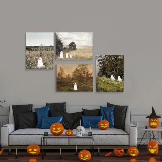 4 Piece Cute Ghosts Canvas Wall Art - 8x10 Inches {4}
