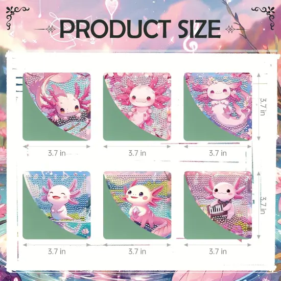 6 Pcs Axolotl Diamond Painting Bookmarks Kits {2}