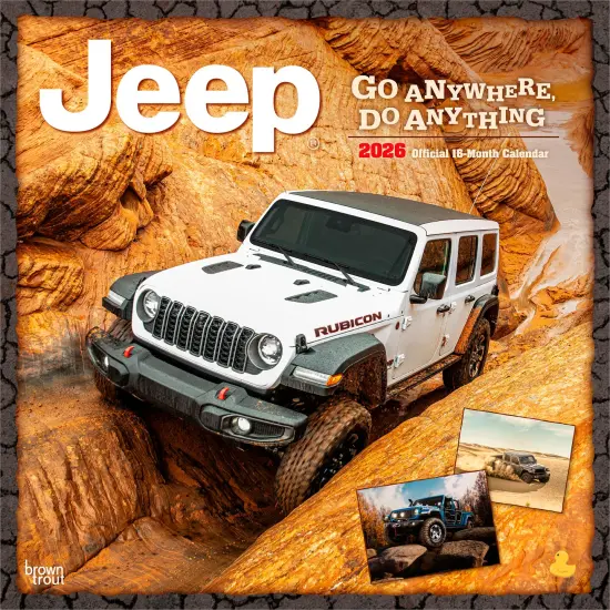 Jeep OFFICIAL | 2026 12 x 24 Inch (Hanging) Monthly Square Wall Calendar | Plastic-Free {1}
