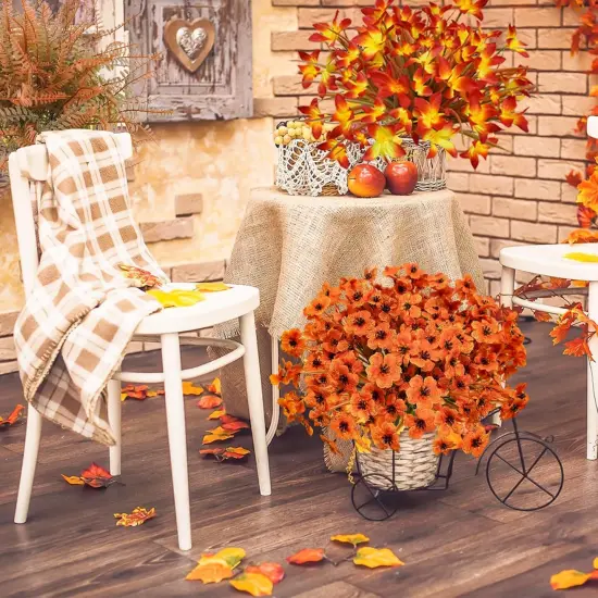 64Pcs Fall Flowers Outdoor Faux Fall Flowers {3}