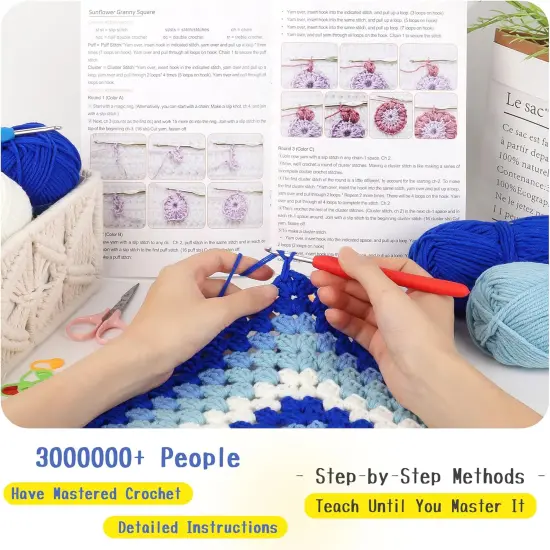 Granny Square Crochet Kits for Adults Learn to Crocheting Blanket Kit {2}