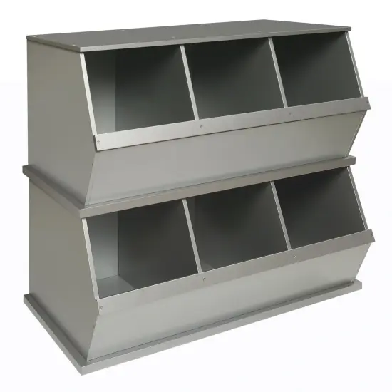 Badger Basket Three Bin Stackable Storage Cubby Silver {6}
