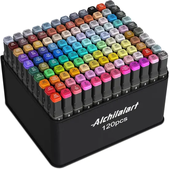 120-Colors Alcohol Based Dual Tip Markers {1}