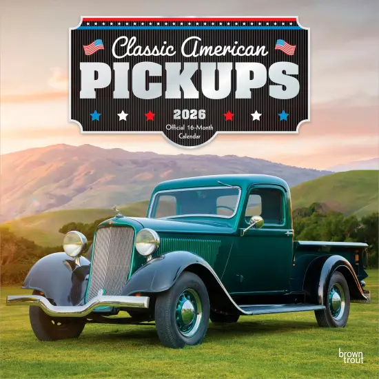 Classic American Pickups OFFICIAL | 2026 12 x 24 Inch (Hanging) Monthly Square Wall Calendar | Foil Stamped Cover | Plastic-Free {1}