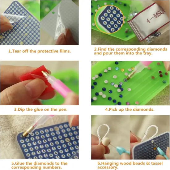 6 PCS 5D Diamond Painting Bookmarks Kits {5}