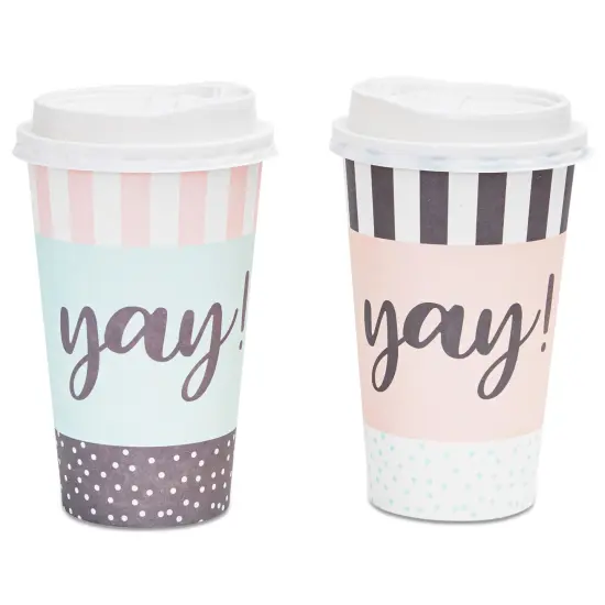 48 Pack Disposable 16oz Coffee Cups with Lids - YAY Party Supplies - Paper To Go Cup for Themed Birthday Party, Wedding, Baby Shower Multicolor {5}