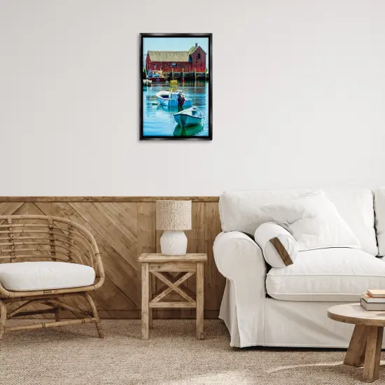 Stupell Industries Tranquil Boat Harbor Floater Framed Canvas Wall Art Design by Graffi*tee Studios {2}