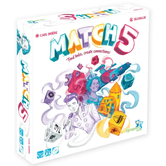 Synapses Games: Match 5, Word Matching Game, FIND Links, Create Connections - 3 Minutes to Create Links for 10 Different dice Combinations, Interactive Family Fun, Easy Rules, up to 2-8 Players {1}