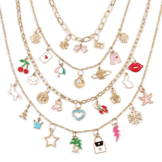 Make It Real: Handful of Charm - 70 pc DIY Jewelry Set, 4 Chain Lengths, Design & Create, Charm Necklace & Bracelet Craft Kit, Girls & Kids Age 8+ {5}