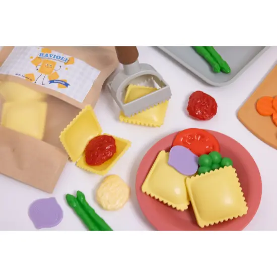 NurtureNature: Imaginative Minds - Ravioli Cooking Set - 50pc, Toy Food, Kitchen Utensils, Vegetables, Seasonings, Pretend Play, Eco-Friendly, Kids 3+ {4}