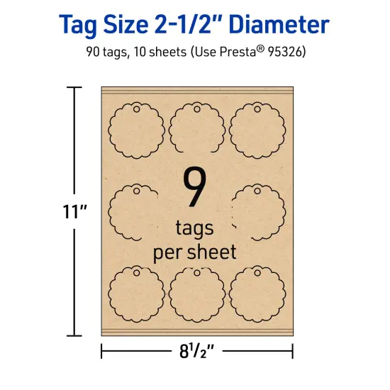 2-1/2" Diameter Round Scalloped Edge, Kraft Brown Printable Tags {5}