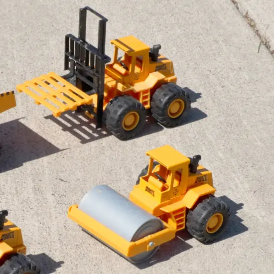 Mighty Wheels: 2 Pack Construction Vehicles - 7" Roller & Fork Lift - Value Pack, Paving & Lifting Toy Set, Durable Indoor-Outdoor Play, Kids Ages 3+ {5}