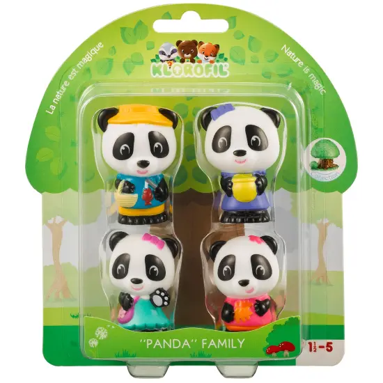 Timber Tots: Panda Family - 4 Character Set, Bear Toy Figurines, 1.75-2" Animal Miniatures w/ Unique Details, Nature Playset, Kids & Toddlers 18Mo+ {1}