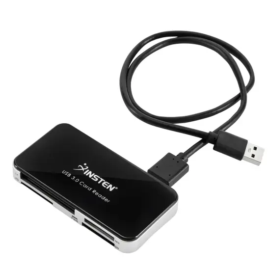 Insten Card Reader USB 3.0 with USB A Cable, 6 in 1 Compatible with SD, microSD, TF, MS, CF, XD, and M2 Cards, Black {6}