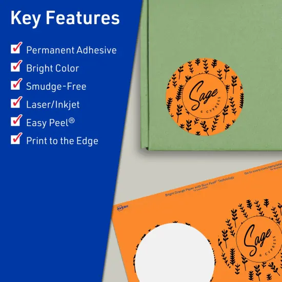 Avery Bright Orange Paper Labels, 3.5" Diameter Round {2}
