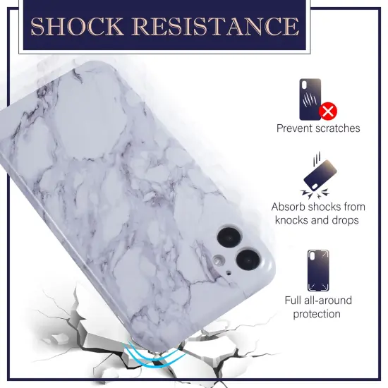 Glossy Marble Case For iPhone 11 6.1 inch (2019), Soft Flexible Slim TPU Gel Rubber Smooth Cover, Shockproof and Anti-Scratch, White Marble by Insten {5}