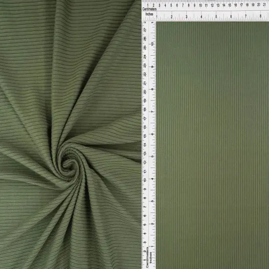1 Yard Stretchy 4x2 Yummy Rib Fabric, Polyester Spandex Knit, 58/60&Prime; Wide OLIVE {3}