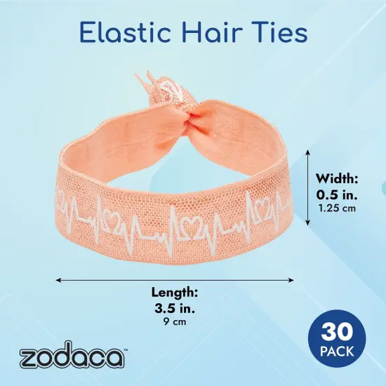 30-Pack Elastic Hair Tie Ribbons in 3 Colors, No Crease Knotted Elastics for Women, Nurse Appreciation Gift (Green, Purple, and Orange) Multicolor {3}