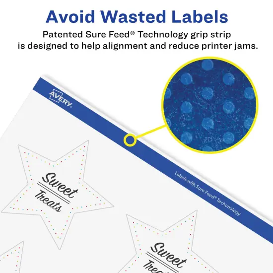 Avery Glossy Clear Star Labels with Sure Feed, 2-1/4" x 2-3/8" {4}