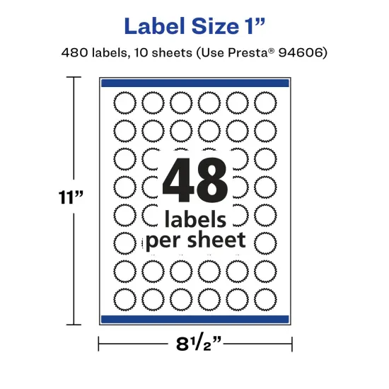 Avery Glossy White Starburst Labels with Sure Feed, 1" {5}