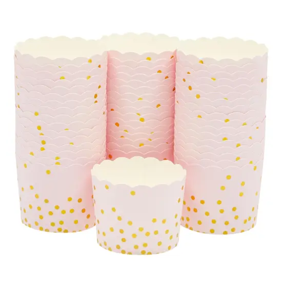 50 Pack Pink and Gold Cupcake Wrappers, Paper Baking Cups, Muffin Liners for Baby Shower, Birthday Party (2.2 In) {1}