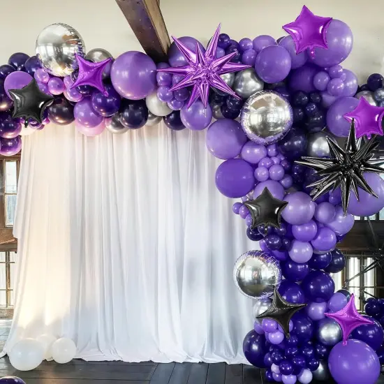 16Pcs Star Foil Balloons(Black Purple) {2}