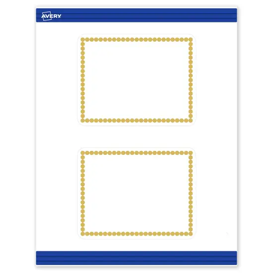 Avery Printable Rectangle Postcards with Rounded Corners, Gold Beads, 4.25" x 5.5", Matte White Rectangle Postcards with Rounded Corners, Laser/Inkjet, 20ct, Great for Postcards {1}