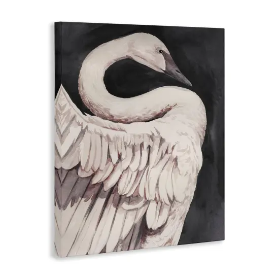 Stupell Industries Swan Portrait on Grey Canvas Wall Art Design by Grace Popp  {3}