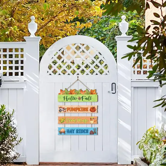 Hello Fall Wooden Hanging Sign (Colourful) {5}