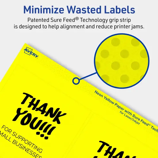 Avery Neon Yellow Paper Labels, 4" x 4" Square {4}