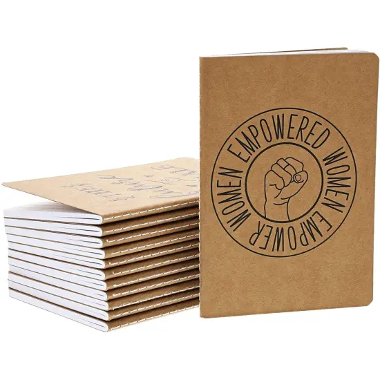 12 Pack Feminist Kraft Paper Journal with Lined Pages, 40 Sheets Each (4 x 5.7 In) Brown {5}