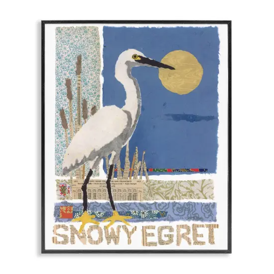 Stupell Industries Nautical Snowy Egret Framed Giclee, design by Nancy Overton {1}
