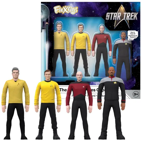 FleXfigs: Star Trek Captains - 4 Character Pack - Articulated Action Figures, Flex It - Pose It!, Collectible Toy Miniatures, Licensed, Kids Ages 3+ {3}