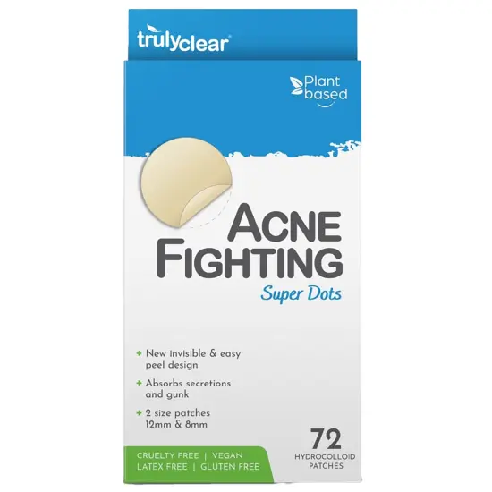 Truly Clear: Hydrocolloid Acne Fighting Super Dots - 72ct - 2 Size Patches, Zit & Blemish Covers, Face-Body, Vegan Skincare, Overnight Spot Treatment {1}