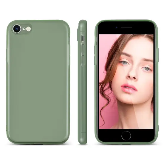 Translucent Matte Case For iPhone SE 2020 (2nd Gen), Semi-Transparent Smooth Touch Soft TPU Thin Cover Green, by Insten {7}