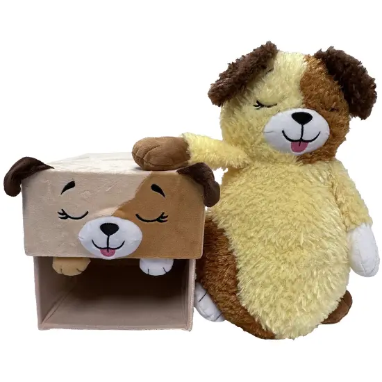 Happy Nappers: Adorable Storables - Dog - Tan & Brown - 8&rdquo; Character Box & Surprise 8&rdquo; Plush Toy w/ Weighted Paws, Square Storage Bin, Kids Ages 1+ {7}