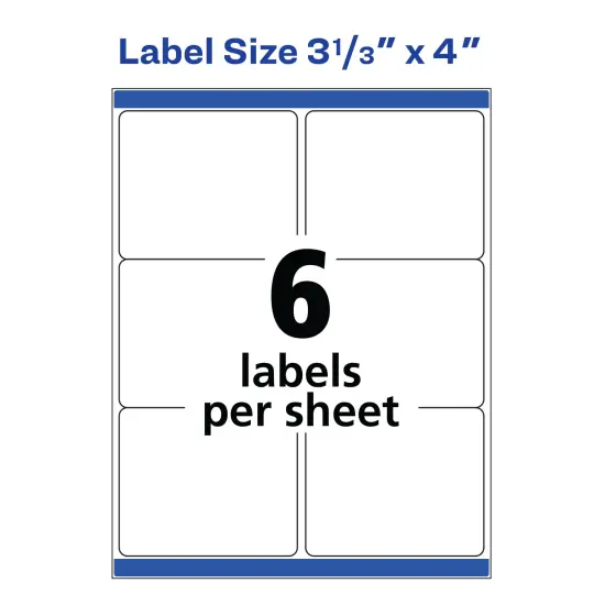 Avery Printable Shipping Labels with Sure Feed, 3-1/3" x 4", White, 600 Blank Mailing Labels for Laser Printers (5164) {5}