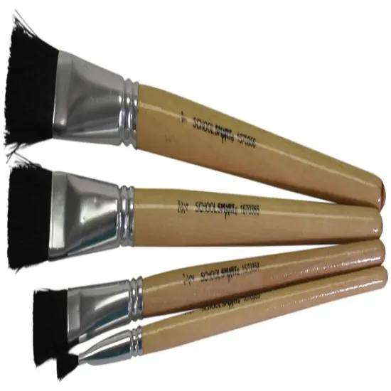 School Smart Black Bristle Paint Brushes, Short Handle, Assorted Sizes, Set of 72 {4}