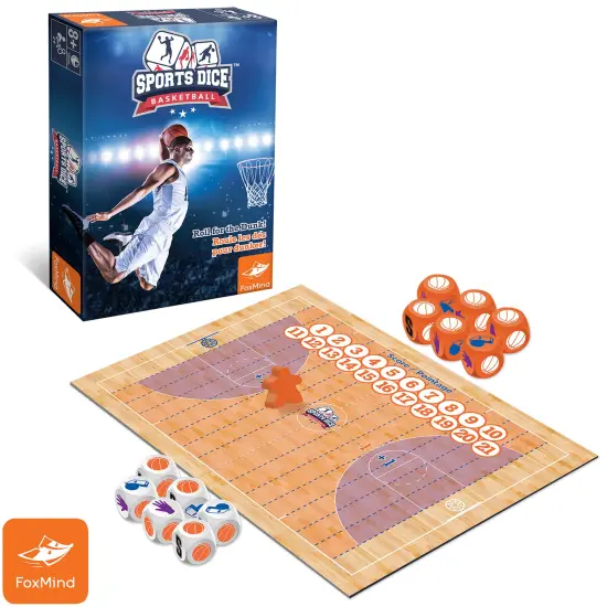 FoxMind Games: Sports Dice Basketball - Throw The Ball On Net & Dunk To Win, Rolling Board Game, Fun & Easy To Learn, Family-Kids Ages 8+ 2-4 Players {3}