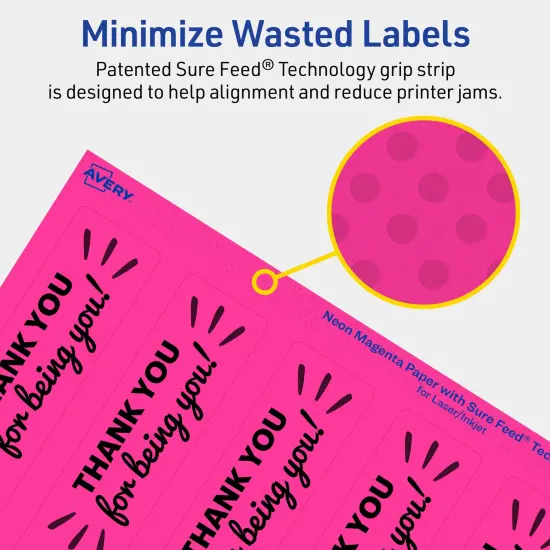 Avery Neon Magenta Paper Labels, 9.75" x 1.25" Rectangle {4}