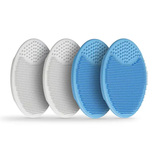 Truly Clear: Face Cleansing Exfoliate Pads - 4pc, Reusable, Food-Grade Silicone, Antimicrobial, Soft Dual Bristles, Gentle Facial Scrubber Brushes {3}