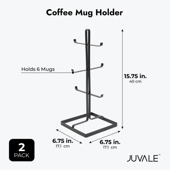Metal Coffee Mug Holder for Countertop, Holds 6 Cups (Black, 15.45 In) {3}