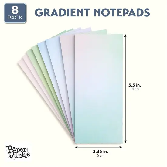 8 Pack Watercolor Pastel Sticky Notes, Gradient Color To Do Notepads (5.5 x 2.35 In, 50 Sheets Per Pad) Multicolor {3}
