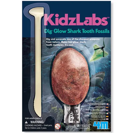 4M: KidzLabs: Dig Glow Shark Tooth Fossils - Dig & Excavate, Make 2 Glow-In-The Dark Tooth Necklaces, Science & Jewelry Making Craft Kit, Kids Ages 5+ {1}