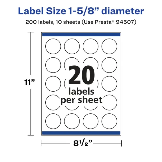 Avery Glossy Clear Round Labels with Sure Feed, 1-5/8" diameter {5}