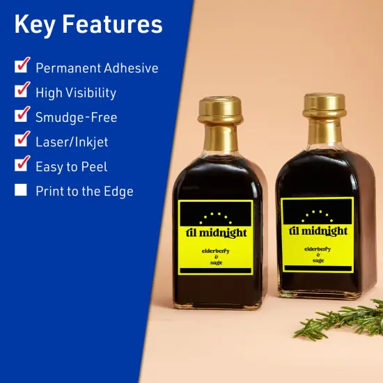 Avery Neon Yellow Paper Labels, 2.5" x 2.5" Square {2}